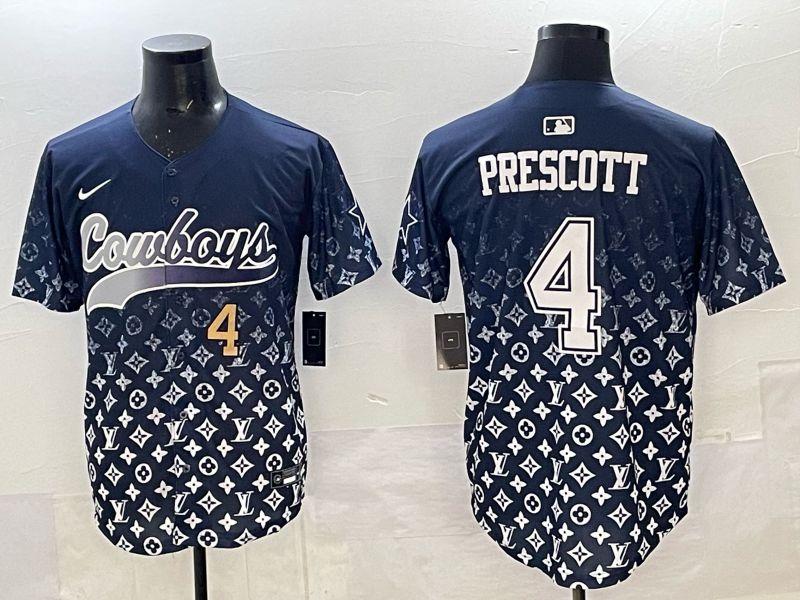 Men 2025 Nike Dallas Cowboys #4 Prescott Drak Blue Limited NFL Jersey 04